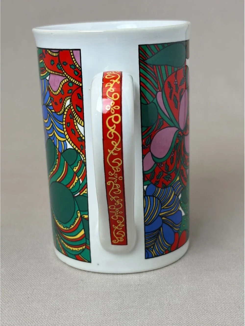 Vintage Psychedelic Floral Coffee Mug Mod Pop Art Colorful Ceramic Tea Cup 10oz